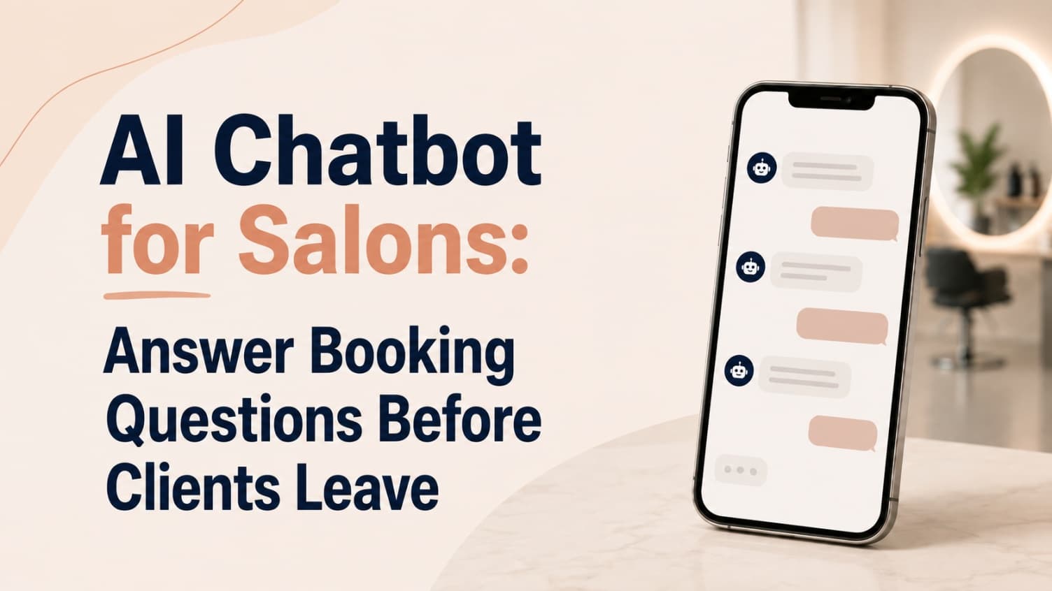 AI chatbot for salons cover showing a phone chat interface beside salon booking copy