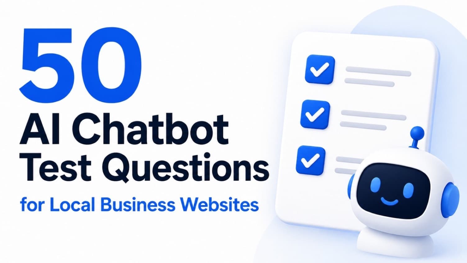 50 AI chatbot test questions checklist thumbnail for local business websites