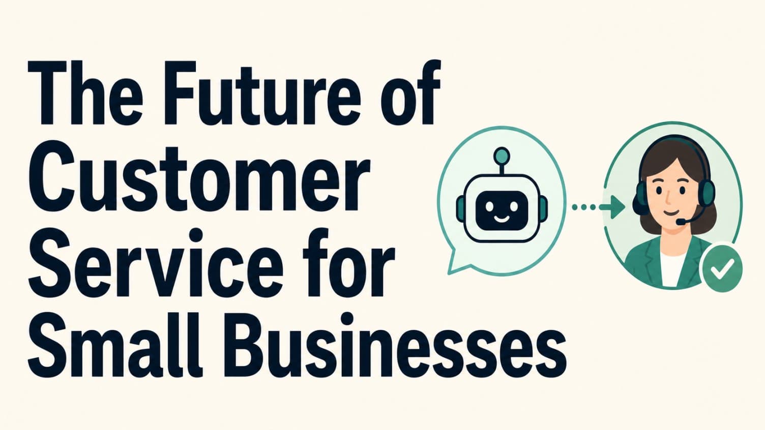 Future of customer service for small businesses thumbnail showing an AI assistant handing off to a human support representative