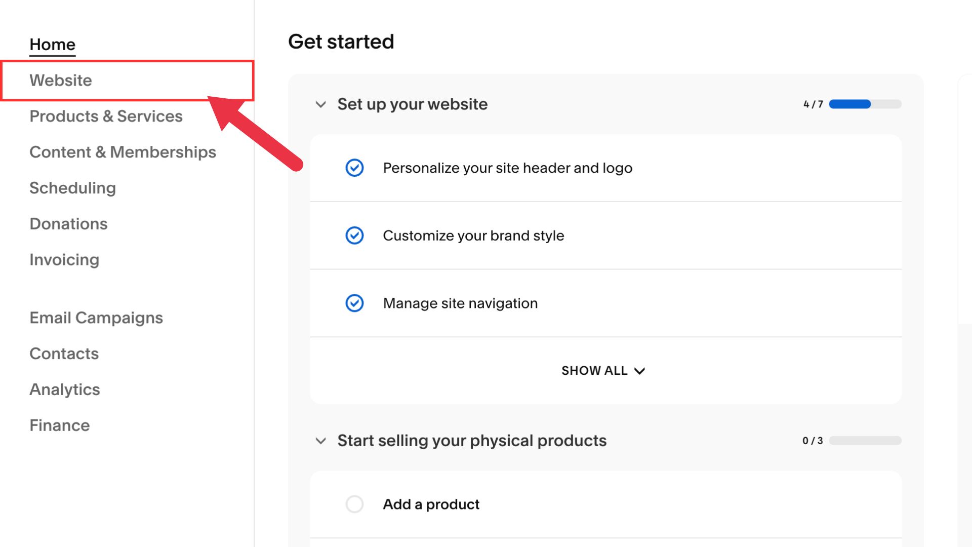 Squarespace Install Step 2