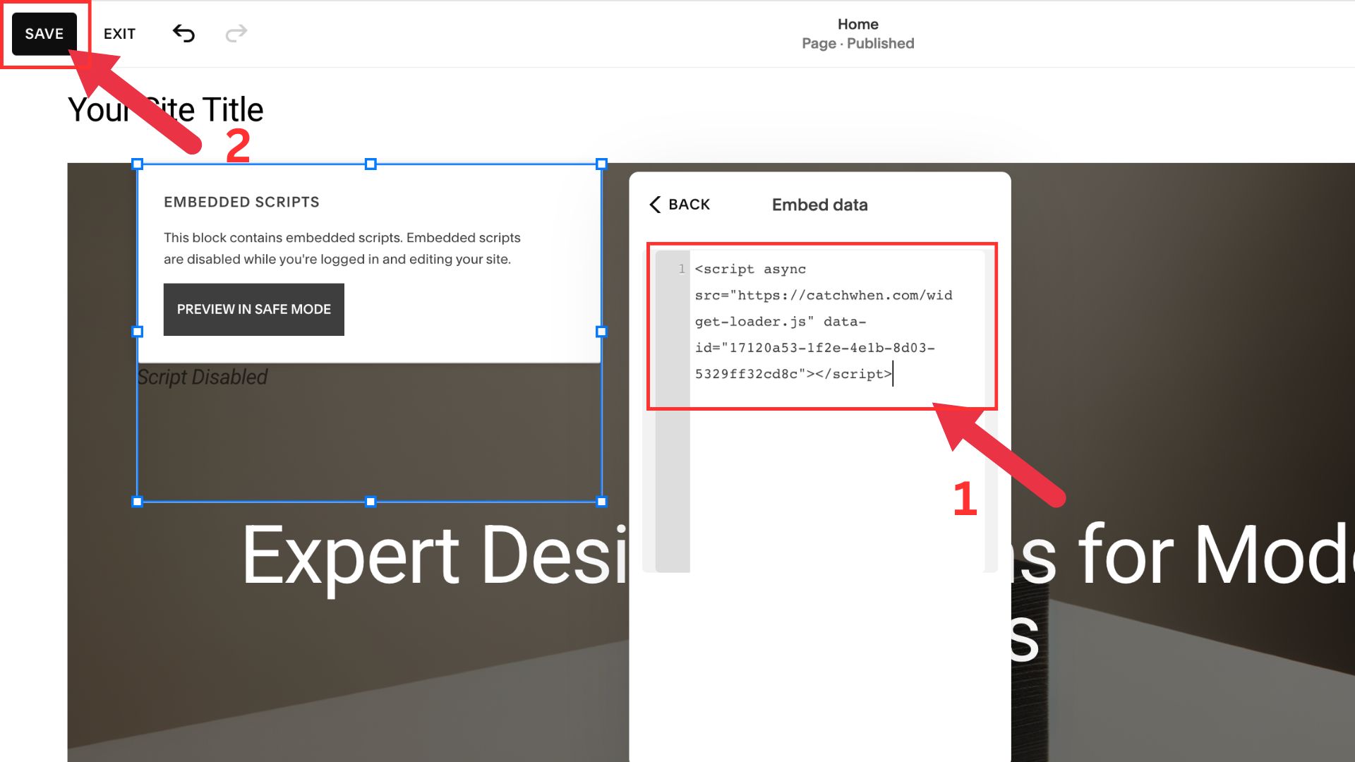 Squarespace Install Step 7